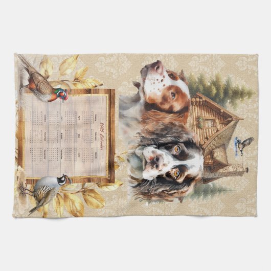 2025 Calendrier Serviettes Espagnols Chasse Chiens (Horizontal)