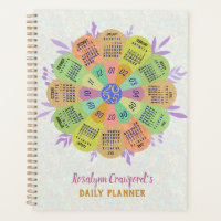 2025 Calendrier Unique Boho Retro Flower Nom perso