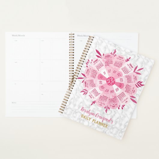 2025 Calendrier Unique Boho Rose Flower Nom person (Devant avec enveloppe)
