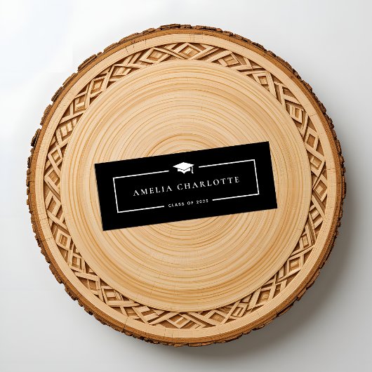 2025 Cartes de Nom de Graduation - Modern Sleek Bl