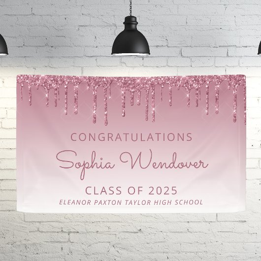 2025 Chic Bourgogne Glitter Drip Afstuderen Spandoek