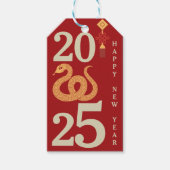 2025 Chinees Nieuwjaar van de Slang Modern Rood Cadeaulabel (Voorkant)