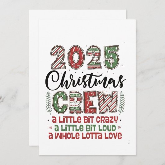 2025 Christmas Crew Family Matching Outfit Xmas Kaart (Voorkant / Achterkant)