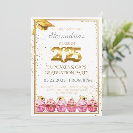 2025 Cupcakes & Petten Afstuderen Kaart (Staand voorkant)