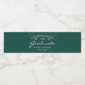 2025 Donkergroene Gouden Petten Wit Script Afstude Waterfles Etiket (Enkel label)