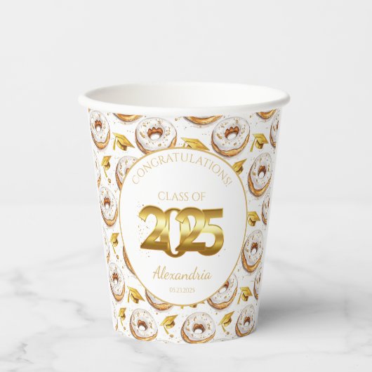 2025 Donuts and Degrees Afstuderen Papieren Beker (Voorkant)
