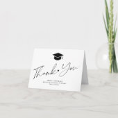 2025 Eenvoudig script zwart wit foto afstuderen Bedankkaart (Voorkant)
