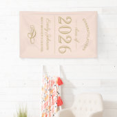 2025 Elegant Blush en Goud Custom Afstuderen Spandoek (Insitu)