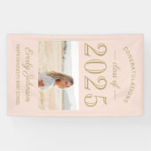 2025 Elegant Blush Gold Custom Photo Afstuderen Spandoek (Horizontaal)