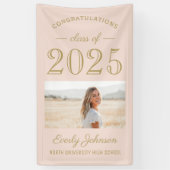2025 Elegant Blush Gold Custom Photo Afstuderen Spandoek (Verticaal)