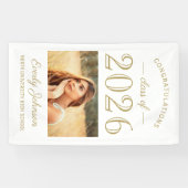 2025 Elegant Goud Wit Custom Photo Afstuderen Spandoek (Horizontaal)