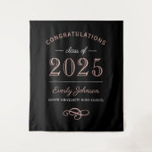 2025 Elegant Roos Goud Zwart Custom Afstuderen Wandkleed (Voorkant)