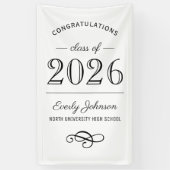 2025 Elegant Zwart-wit Custom Afstuderen Spandoek (Verticaal)