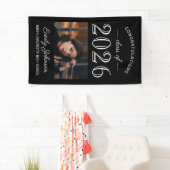 2025 Elegant Zwart Wit Custom Photo Afstuderen Spandoek (Insitu)