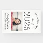 2025 Elegant Zwart Wit Custom Photo Afstuderen Spandoek (Horizontaal)