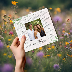 2025 Elegante Familie Fotokalender Magneet/Groen