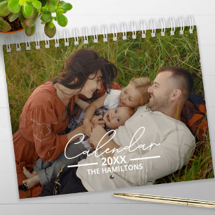 2025 Familie Aangepaste Foto Chic Script Agenda Kalender