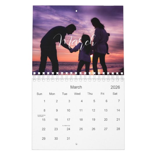 2025 Family Custom Photo Chic Script Kalender (Mar 2026)