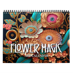 2025 Fleur Magic 2 Fleurs Stylisées Calendrier Art