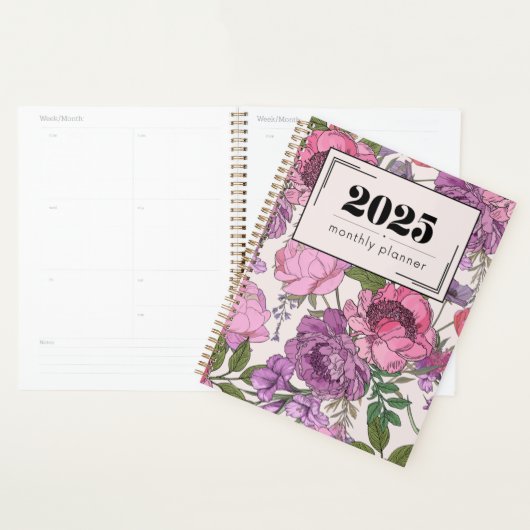 2025 Floral Line Art Monthly Planner (Devant avec enveloppe)