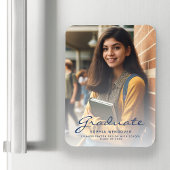 2025 Foto Navy Blue Gold Afstuderen Aankondiging Magneet