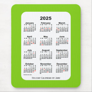 2025 Gele groene agenda voor feestdagen van Janz Muismat