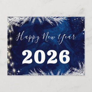 2025, Gelukkig Nieuwjaar! Blauwe vakantie Vrolijk Briefkaart