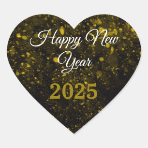 2025 Gelukkig Nieuwjaar ! Glitter sparkle Party Hart Sticker