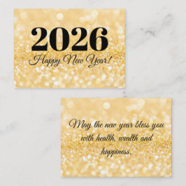2025 Gelukkig Nieuwjaar minimalistische gouden gli Notitiekaartje