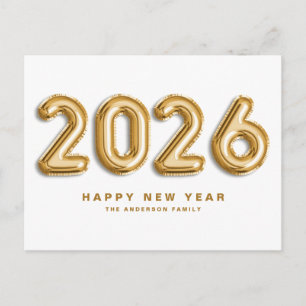 2025 Gold Foil Mylar Ballonnen Gelukkig Nieuwjaar Feestdagenkaart