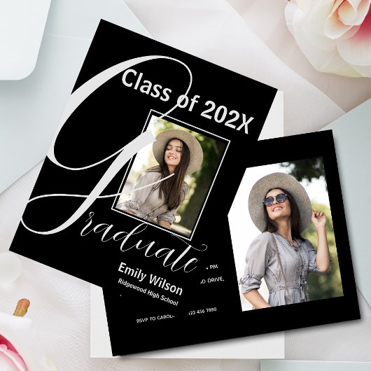 2025 GRAD Two Photo Graduation Party Invitation