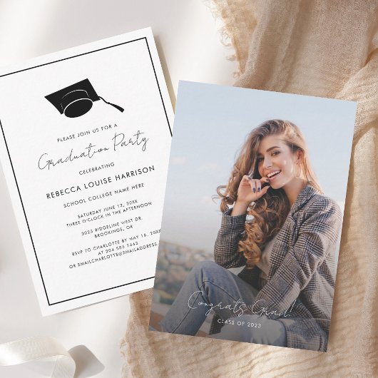 2025 Graduation Photo Script Grad Party Invitation