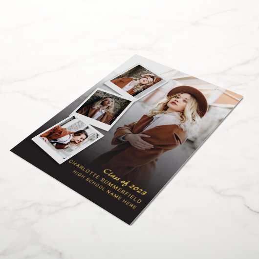 2025 Graduation Photos Grad Gold Foil Faire-part (Rotation)