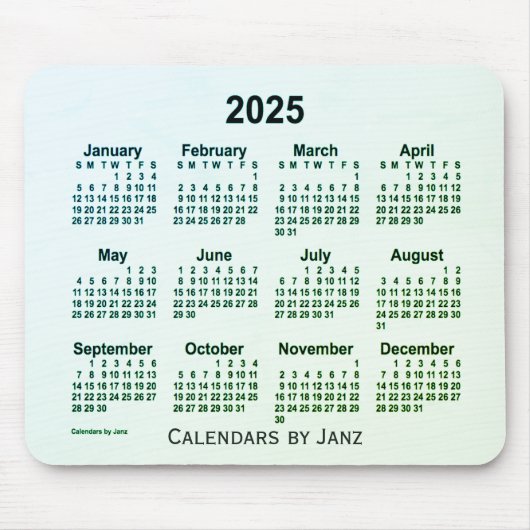 2025 Green Leaf Smoke Calendar van Janz Muismat (Voorkant)