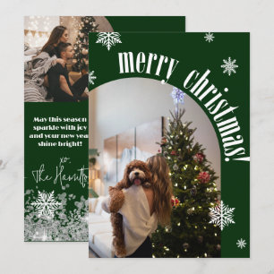 2025 Green Retro Joyeux Noël Glitz Carte photo