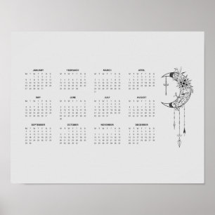2025 Grijze Maankalender Poster