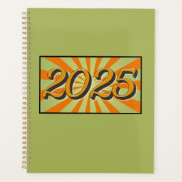 2025 Groen met Oranje Sunburst Planner