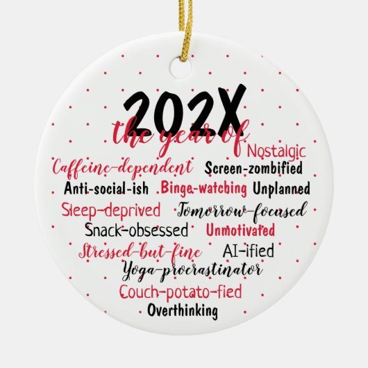 2025 het jaar van aangepaste teksten keramisch ornament (Voorkant)