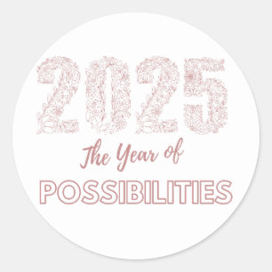 2025 Het Jaar van de Mogelijkheden Bloemen Ronde Sticker