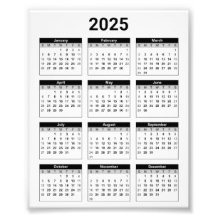 2025 Jaar in een oogopslag Kalender Fotouitbreidin Foto Afdruk