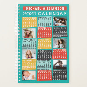 2025 Jaar Kalender Modern 12 Foto Collage Naam SM Planner