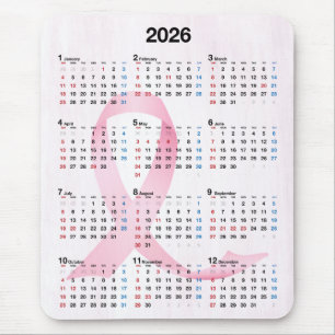 2025 Jaar Kalender Roze Lint Muismat