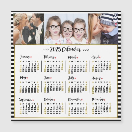 2025 jaar Kalender Stripes | Aangepaste foto's mag (Voorkant)