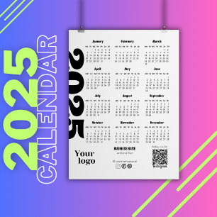 2025 Jaar Kalender Zwart-wit Corporate