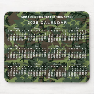2025 Jaar Maandelijkse Kalender Camouflage Camo Gr Muismat