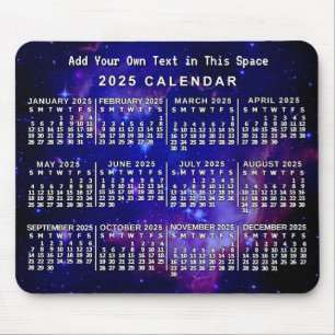 2025 Jaar Maandelijkse Kalender Custom Space Nebul Muismat
