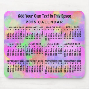 2025 Jaar Maandelijkse Kalender Rainbow of Paint C Muismat