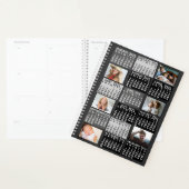 2025 Jaar Maandkalender 12 Foto Collage Zwart Planner (Display)