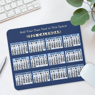 2025 Jaar Maandkalender Gemakkelijk te lezen Busin Muismat