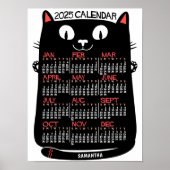 2025 Jaar Maandkalender Midden-Eeuwse Zwarte Kat Poster (Voorkant)
